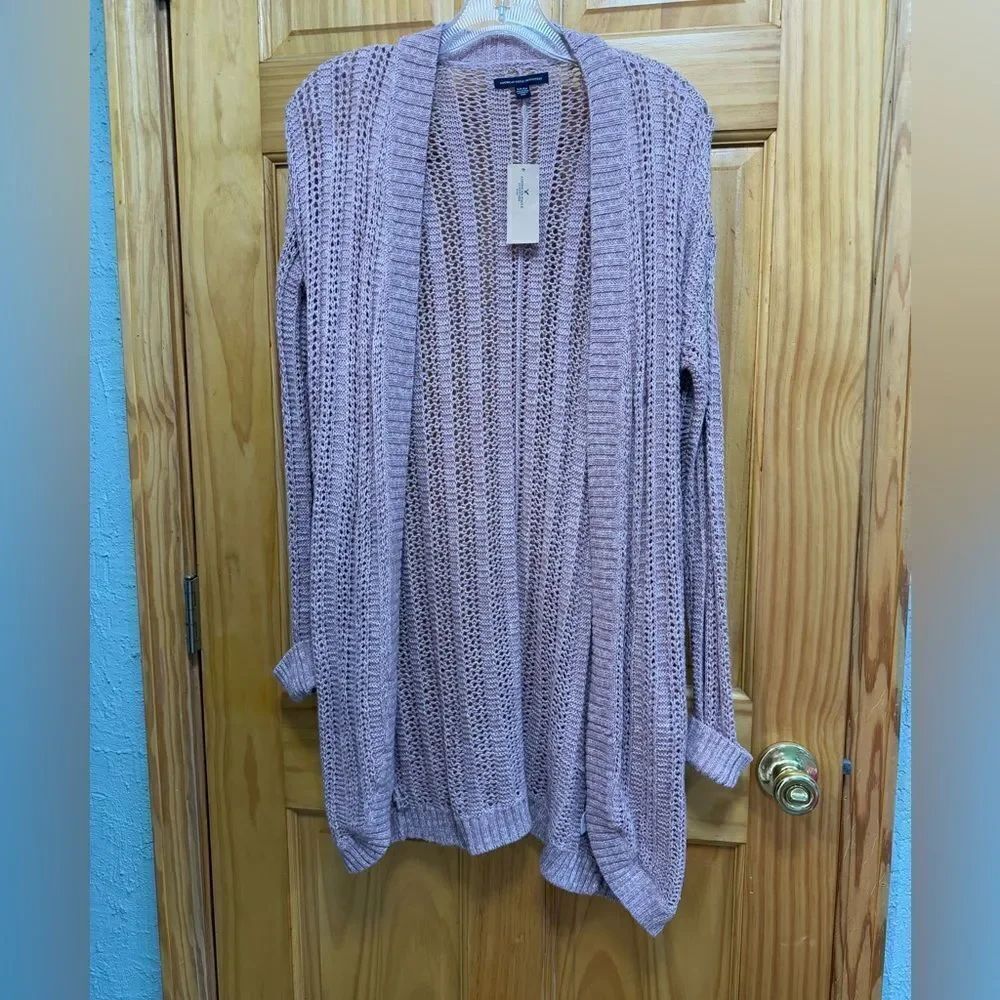 NWT American Eagle pink knit size S pocketed cardigan